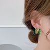 日韩绿色东大门镶嵌锆石圆圈时尚，耳扣高级感简约小众复古气质耳圈