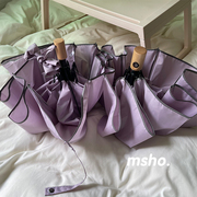 韩剧同款msho自制软fufu奶紫色雨伞全自动情侣折叠女雨伞小巧便携