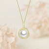 爱迪生珍珠吊坠，白色扁圆形淡水9-10mm单颗项链