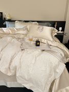 高端柔丝棉四件套轻奢风提花被套100s长绒棉双人床单床上用品1.8m