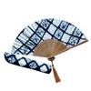 布茗堂 手工扎染布艺折扇 植物蓝染合辑棉布折扇和风日式工艺折扇