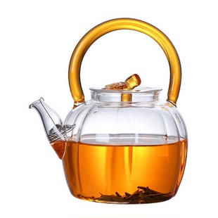 耐热玻璃提梁壶彩把南瓜壶电陶炉煮茶壶日式烧水壶花草茶泡茶壶