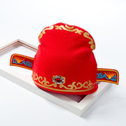 宝宝帽子喜庆红色福帽纯棉状元帽，新生儿百天帽子，满月帽周岁套头帽