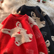 兔子本命年毛衣男冬季大红色新年圣诞礼物情侣针织衫女友生日