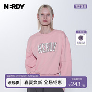 NERDY2023春夏LOGO图案短款圆领卫衣女宽松休闲上衣时尚潮流