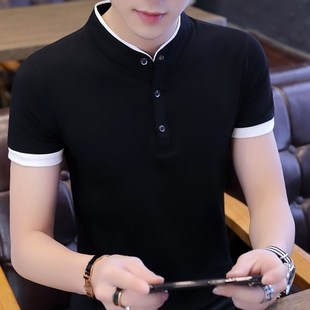 韩版t恤男夏季短袖男士polo衫，休闲纯色打底衫男半袖潮流纯棉衣服