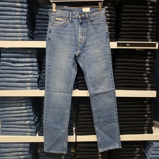 Calvin Klein CK 男士秋季休闲水洗磨白百搭修身直筒牛仔裤