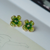 耳边铛105茉莉水晶绿色花朵，耳环清新花花，耳钉耳饰耳环耳夹无耳洞
