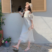 白色蕾丝连衣裙女夏季2024年法式温柔风甜美超仙减龄初恋长裙