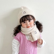 儿童帽子女孩宝宝秋冬季护耳帽男童围巾套装女童毛线帽婴幼儿保暖