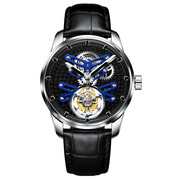 瑞士时尚皮带真镂空士手表款风男机械手表商务陀飞轮