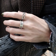 日韩s925纯银戒指时尚个性，简约风宽面，圆珠边英文开口素银指环