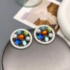 原创《时光年轮》复古圆形，镶嵌彩色宝石，淡水珍珠轻奢气质耳环耳钉