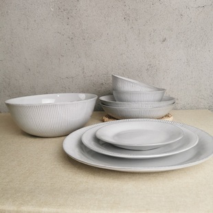 外贸出口欧式简约西式小盘微瑕陶瓷家用面碗西餐盘套装沙拉碗汤碗
