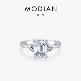 modian925纯银2克拉钻戒仿真钻石，戒指女结婚求婚情侣爱心婚戒
