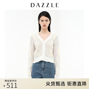 dazzle地素奥莱白色镂空提花针织外套开衫女2d3e5211b