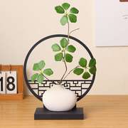 新中式禅意古典观音莲，植物家居绿植装饰含屏风小花瓶桌面摆件