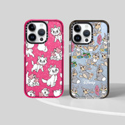 caseti艺术家联名款桑普兔-玛丽猫，适用于苹果14promax手机，壳iphone13pro透明保护套12全包防摔卡通闪粉