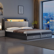 床轻奢现代简约1.8米主卧双人床，1.5米气动高箱储物床小户型板式床