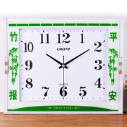 钟表方形客厅时钟卧室简约挂钟，中式创意壁钟静音电子石英钟表