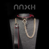 nnxh项圈女铃铛饰品，脖链男朋友颈带，女士项链真皮牵引链套装