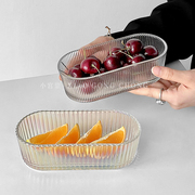 ins风简约椭圆玻璃碗 家用小吃碟零食盘水果盘创意点心沙拉甜品碗
