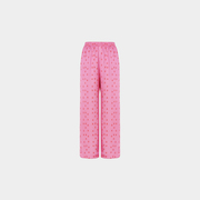 superr 粉色原创龙福印花民族风新中式开衩高腰轻盈阔腿直筒长裤