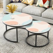 圆桌桌垫防水防油皮革圆形，桌布家用组合大理石茶几餐桌垫硅胶桌垫