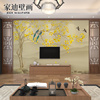 新中式影视墙壁纸客厅，沙发墙纸电视背景墙，壁布墙布银杏叶壁画定制