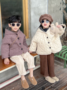 2023冬装韩版男女童，满印圆点外套儿童夹棉加厚保暖摇粒绒连帽棉衣
