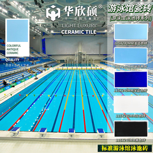 华欣硕115*240蓝色泳池砖国家体育馆竞赛游泳标准训练池工程瓷砖