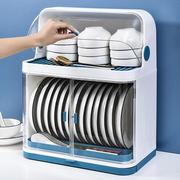 家用厨房碗筷沥水收纳盒 碗架放筷子碗碟带盖双层碗柜