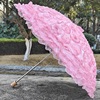 粉色立体花蕾丝太阳伞黑胶防晒遮阳防紫外线二折晴雨两用公主洋伞