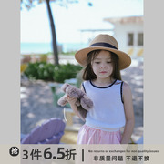 史豌豆(史豌豆)女童，2023夏装儿童内穿吊带背心，女宝宝洋气针织花边上衣