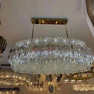 轻奢长款船形埃及水晶，吊灯进口餐厅吧台现代简约k9别墅客厅灯具