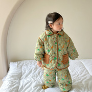 2023儿童睡衣冬季三层夹棉女童加厚款韩版宝宝冬款家居服套装