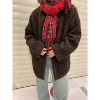 彩虹布朗尼(布朗尼)圈圈羊毛，夹棉外套女冬季韩版宽松设计感加厚短款呢大衣