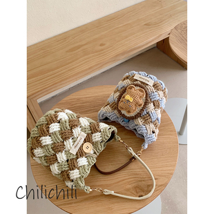 Chilichili原创设计手工钩针手提包手工diy材料包成品亲子水桶包