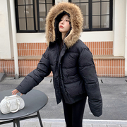 短款大毛领羽绒棉服女冬季连帽时尚显瘦加厚女装小个子外套