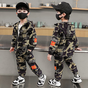 儿童迷彩服外套春秋款套装男童特种兵2023男孩春季帅气两件套