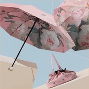黑胶双层太阳伞防晒防紫外线，女油画伞折叠晴雨两用遮阳反向伞