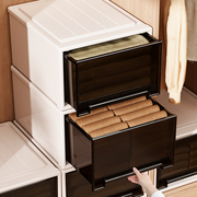 收纳箱抽屉式塑料家用衣服衣柜，储物盒黑茶内衣收纳盒大容量整理箱