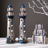 地中海风格灯塔木质做旧木塔海洋风，组合灯塔摆件，桌面复古装饰摆设