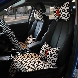 汽车头枕护颈枕女士创意可爱蝴蝶结，个性小花车载座椅，枕头腰靠套装