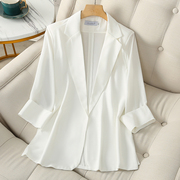 雪纺小西装外套女薄款夏季防晒衫垂感气质设计感小众西服白色
