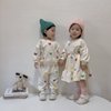 韩国童装春秋季韩版女中小童兄妹，套装彩色印花可爱卫衣连衣裙