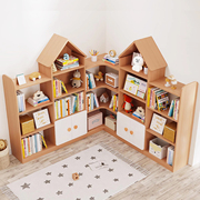实木儿童书架家用落地书柜置物架创意小房子书架组合隔板柜储物柜