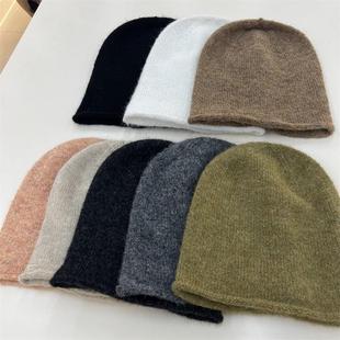 日系羊毛毛线针织堆堆帽，女士秋冬时尚保暖护耳包
