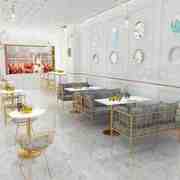 咖啡厅奶茶店沙发桌椅组合简约清新甜品餐厅，网红双人铁艺休闲卡座
