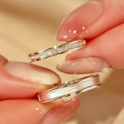 葭蒹情侣对戒纯银戒指，女小众设计一对款，开口可调节生日礼物送女友